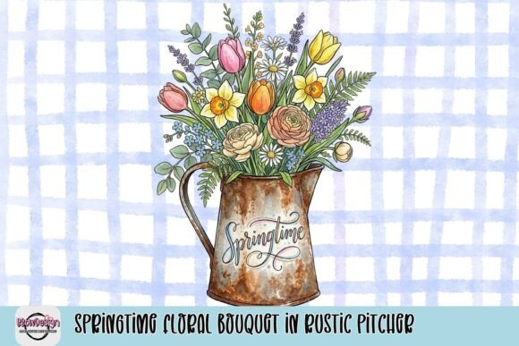 Download Springtime Floral Bouquet in Rustic Pitcher - Spring Collection