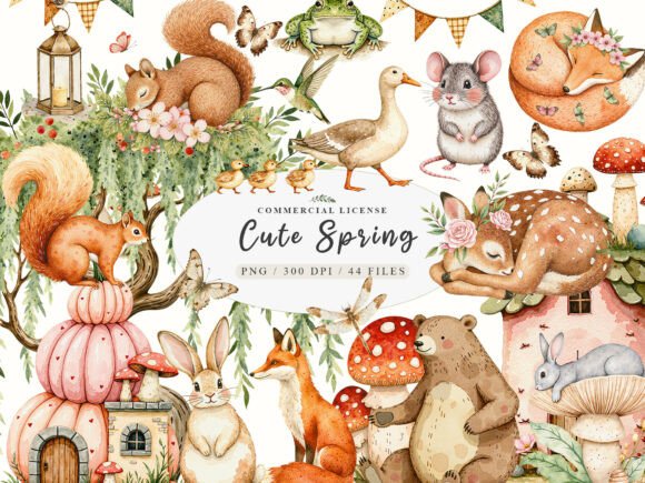 Download Watercolor Forest Spring Animals Png - Premium Resources