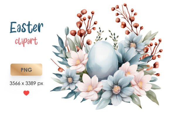 Download Spring Floral Easter Egg Clip Art PNG - Spring Collection