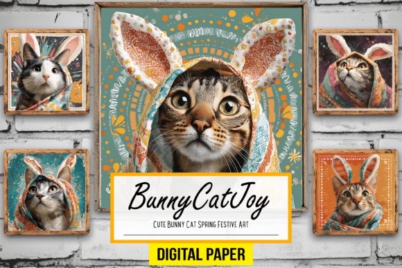 Download Cute Bunny Cat Spring Festive Art Design - Spring Collection