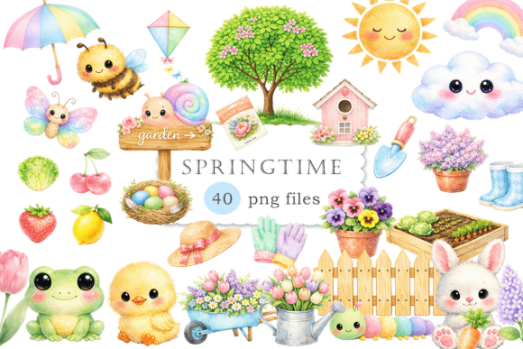 Download Springtime Cute Clipart Watercolor PNG - Spring Collection