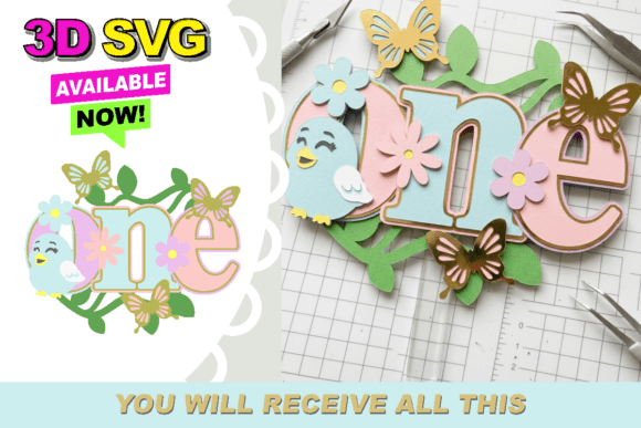 Download Spring Floral ONE 3D Cake Topper SVG - Spring Collection