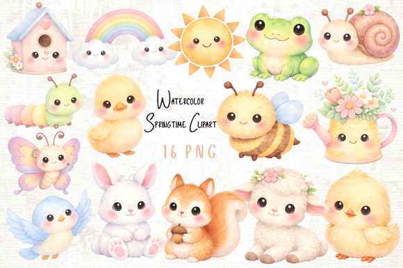 Download Watercolor Springtime Clipart PNG - Spring Collection