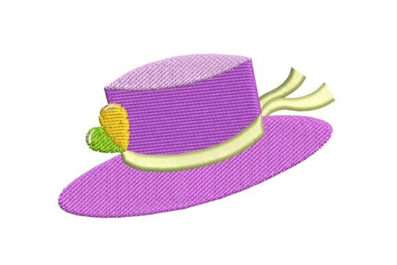 Download Festive Purple Sun Hat with Ribbon and Bloom Embroidery Design - Embroidery Collection